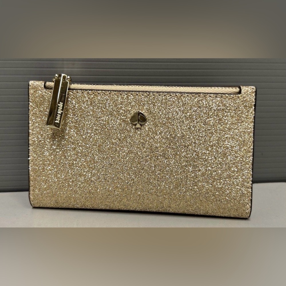 kate spade Gold Glitter Wristlet Clutch